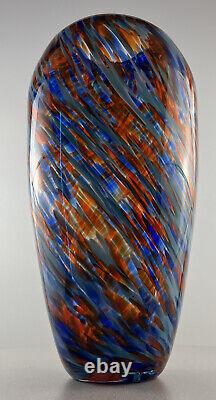 Vintage Mid Century Modern Contemporary Hand blown Thick Glass Vase Murano