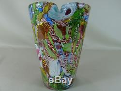 Vintage Mid Century Modern Dino Martens AVEM Zanfirico Red Murano Art Glass Vase