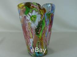 Vintage Mid Century Modern Dino Martens AVEM Zanfirico Red Murano Art Glass Vase