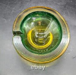 Vintage Mid-Century Modern MCM Murano Art Glass Geode Bowls Ashtray Green 6.5