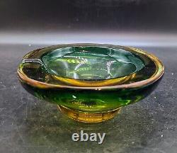 Vintage Mid-Century Modern MCM Murano Art Glass Geode Bowls Ashtray Green 6.5