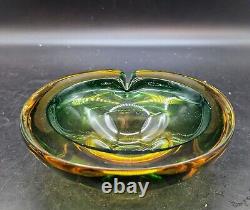 Vintage Mid-Century Modern MCM Murano Art Glass Geode Bowls Ashtray Green 6.5