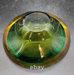 Vintage Mid-Century Modern MCM Murano Art Glass Geode Bowls Ashtray Green 6.5