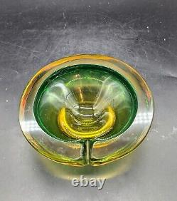 Vintage Mid-Century Modern MCM Murano Art Glass Geode Bowls Ashtray Green 6.5