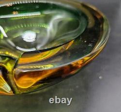 Vintage Mid-Century Modern MCM Murano Art Glass Geode Bowls Ashtray Green 6.5