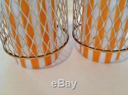 Vintage Mid-Century Modern Murano Glass Hanging Pendant Lights Lamps Orange 12T