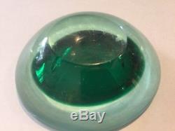 Vintage Mid-Century Modern Murano Italian Green Art Glass Sommerso Bowl Dish