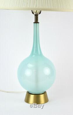 Vintage Mid-Century Modern Powder Blue Bottle Murano Glass Table Lamp