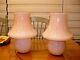 Vintage Mid Century Modern Vetri Venini MURANO Pink Glass Clouds Mushroom Lamps