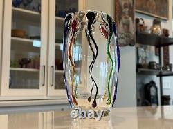 Vintage Mid Century Murano Colorful Art Glass Flower Vase