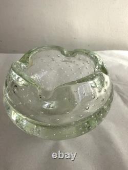 Vintage Mid Century Murano Glass Ashtray Clear Bullicante Italy Archimede Seguso