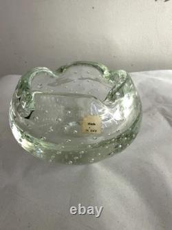 Vintage Mid Century Murano Glass Ashtray Clear Bullicante Italy Archimede Seguso