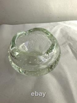 Vintage Mid Century Murano Glass Ashtray Clear Bullicante Italy Archimede Seguso