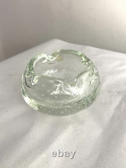 Vintage Mid Century Murano Glass Ashtray Clear Bullicante Italy Archimede Seguso
