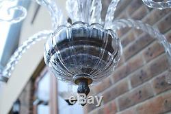 Vintage Mid Century Murano Glass Chandelier 5 Arm Glass Light Fitting