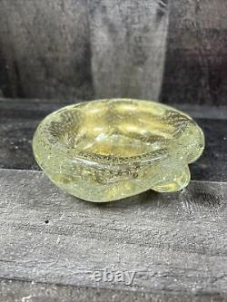 Vintage Mid Century Murano Italian Gold Flake Art Bubble Glass Bowl Change Ash