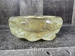 Vintage Mid Century Murano Italian Gold Flake Art Bubble Glass Bowl Change Ash