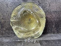 Vintage Mid Century Murano Italian Gold Flake Art Bubble Glass Bowl Change Ash