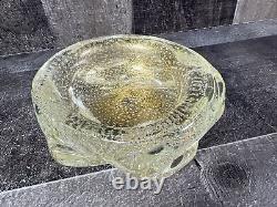 Vintage Mid Century Murano Italian Gold Flake Art Bubble Glass Bowl Change Ash