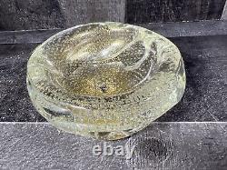 Vintage Mid Century Murano Italian Gold Flake Art Bubble Glass Bowl Change Ash