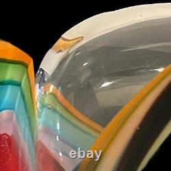 Vintage Mid Century Murano Teardrop Multi Color Swirl Vase Thick Heavy Glass