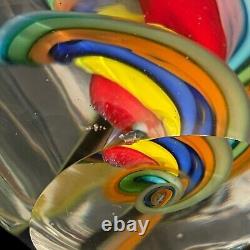 Vintage Mid Century Murano Teardrop Multi Color Swirl Vase Thick Heavy Glass