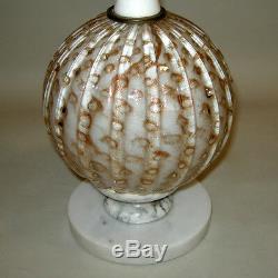 Vintage Mid Century Murano Venetian Art Glass Bullicante Aventurine Marble Lamp
