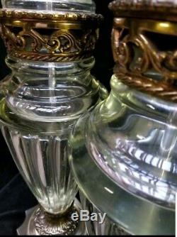 Vintage Mid-Century Pair of Seguso crystal Murano Glass Marbro Table Lamp c. 1950