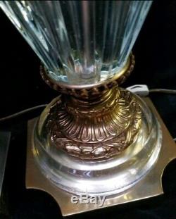 Vintage Mid-Century Pair of Seguso crystal Murano Glass Marbro Table Lamp c. 1950