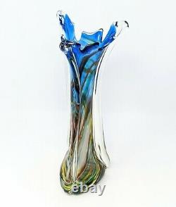 Vintage Mid Century Venetian Antique Murano Glass Vase 13in (33cm) Made in Italy