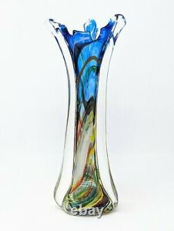 Vintage Mid Century Venetian Antique Murano Glass Vase 13in (33cm) Made in Italy