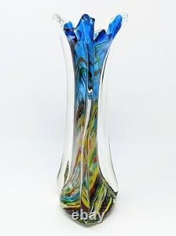 Vintage Mid Century Venetian Antique Murano Glass Vase 13in (33cm) Made in Italy