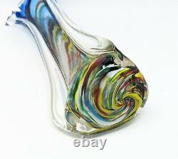 Vintage Mid Century Venetian Antique Murano Glass Vase 13in (33cm) Made in Italy