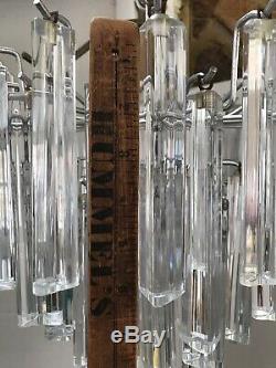 Vintage Mid Century Venini Italian Murano Glass Prism Tiered Chandelier
