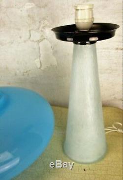 Vintage Mid Century labeled Oval Blue Opal UFO Murano Mushroom Lamp Laurel