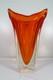 Vintage Mid-century Modern Huge Murano Sommerso Art Glass Square Orange Vase 14