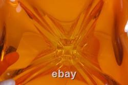 Vintage Mid-century Modern Huge Murano Sommerso Art Glass Square Orange Vase 14