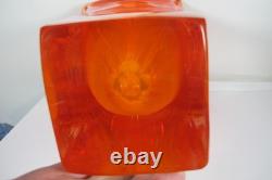 Vintage Mid-century Modern Huge Murano Sommerso Art Glass Square Orange Vase 14