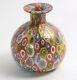 Vintage Millefiori Murano Gold Laced Italian Art Glass Vase Fratelli Toso 3.25