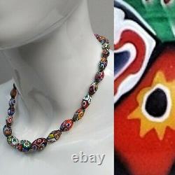 Vintage Millefiori Venetian Murano Glass Bead Ercole Moretti Bohemian Necklace