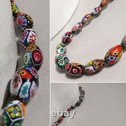 Vintage Millefiori Venetian Murano Glass Bead Ercole Moretti Bohemian Necklace