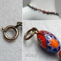 Vintage Millefiori Venetian Murano Glass Bead Ercole Moretti Bohemian Necklace