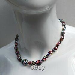 Vintage Millefiori Venetian Murano Glass Bead Ercole Moretti Bohemian Necklace