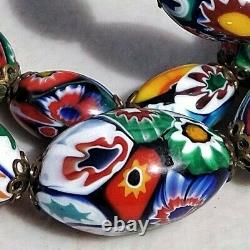 Vintage Millefiori Venetian Murano Glass Bead Ercole Moretti Bohemian Necklace