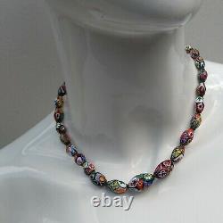 Vintage Millefiori Venetian Murano Glass Bead Ercole Moretti Bohemian Necklace