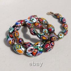 Vintage Millefiori Venetian Murano Glass Bead Ercole Moretti Bohemian Necklace