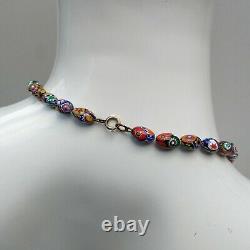 Vintage Millefiori Venetian Murano Glass Bead Ercole Moretti Bohemian Necklace