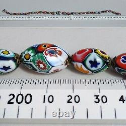 Vintage Millefiori Venetian Murano Glass Bead Ercole Moretti Bohemian Necklace