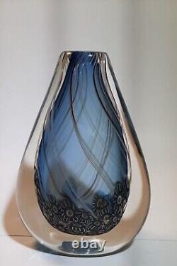 Vintage Muramo Vase 1984 Art Glass 6 Summerso Millefiore Stripes Signed Freeman