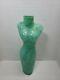 Vintage Murano 17.5 Heavy art glass aqua stripe & bronze accent nude torso vase